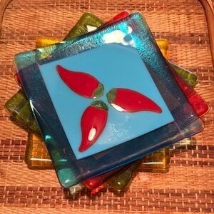 4- Pepper Fused Glass Snack Plates